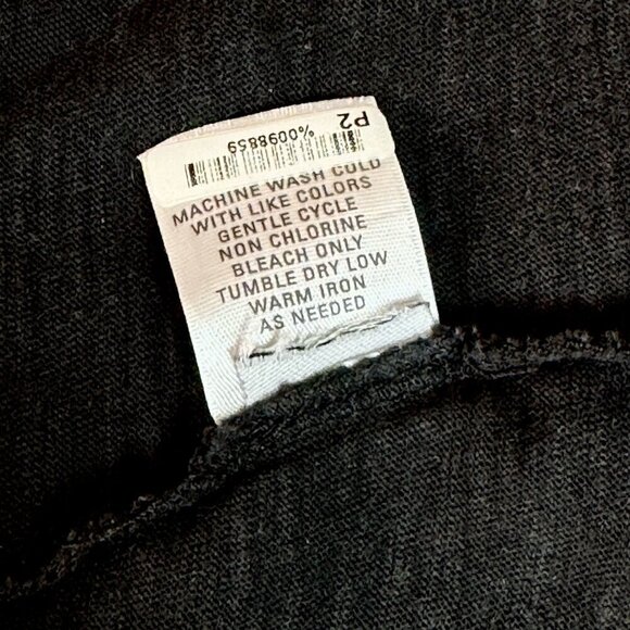 Madewell Hi-Line Fitted Long Tee T-Shirt Sz. XS Black Short Rolled Sleeves - Picture 8 of 11